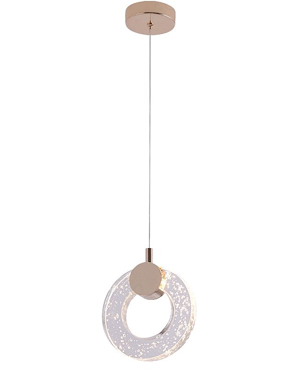 Pendente Cristal 15x17cm LED 6W 3000K Dourado QD05128