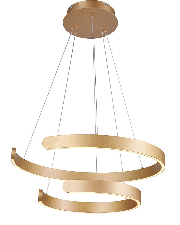 Pendente LED 60W 3000K 2 aros 40+60cm cabo 2,5m Dourado DCD03043