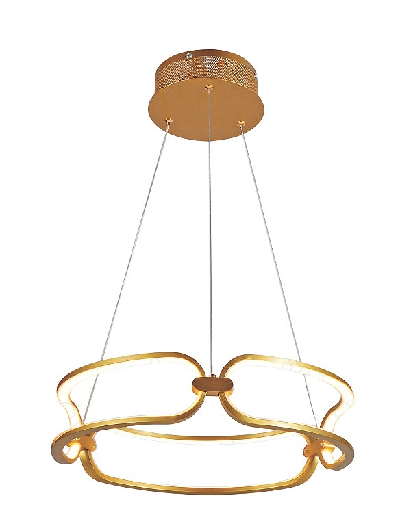 Pendente LED 60W 3000K Metal Dourado Escovado D45cm cabo 2m QD05479