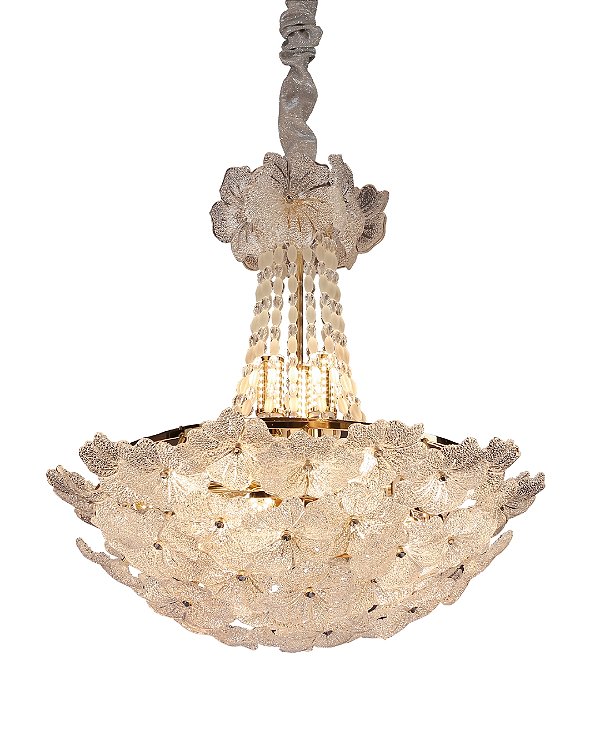 Pendente Lustre Vidro e Metal Dourado 60x60cm 16xE14 DCD00913
