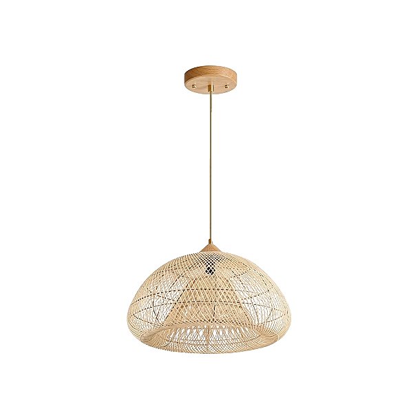 Pendente Madeira Rattan natural 60x38cm 1xE27 Metal Dourado DCD03513