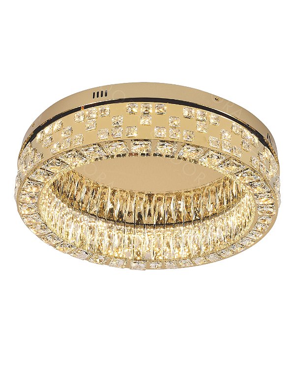 Plafon Inox Dourado+Cristal LED 67W 3000K D60cm DCX02891