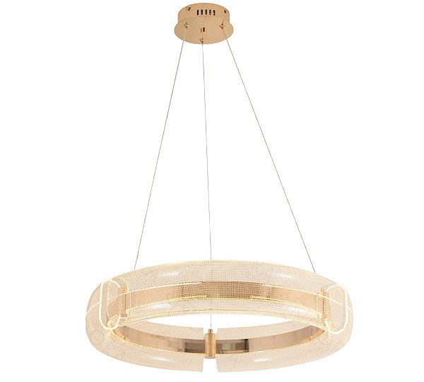 Pendente LED 62W 3000K Metal Dourado e Acrílico D60cm QD05216