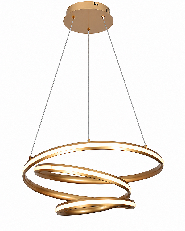 Pendente LED 56W 3000K D50cm 5600lm Bivolt Dourado DCD015034