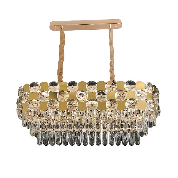 Lustre Pendente Cristal 80(D)x30(h)cm 10xE14 Dourado DCD06542
