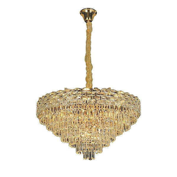 Lustre Pendente Cristal 75(D)x47(h)cm 18xE14 Dourado DCD025210