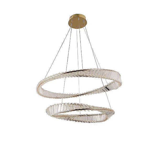 Pendente em Cristal Lezie 2 aros 97W 3000K Metal Ouro Brilho 2738