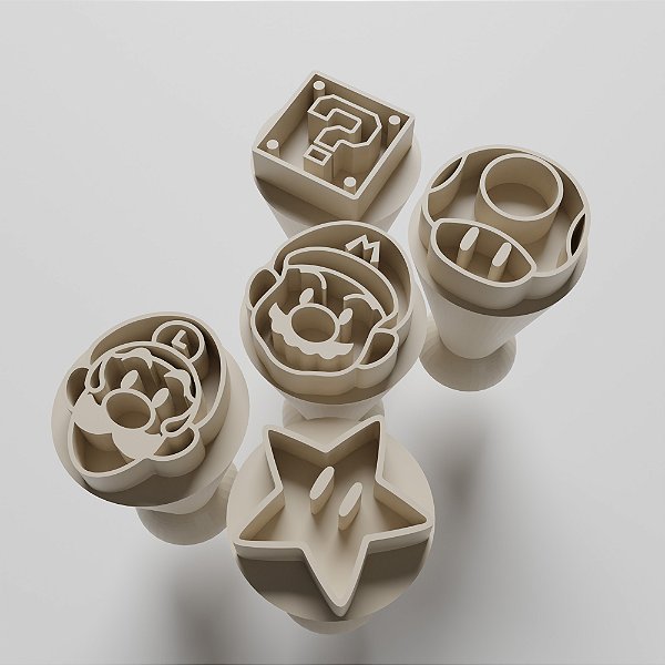 Kit com 05 Carimbos para docinhos/brigadeiro - Super Mario 1