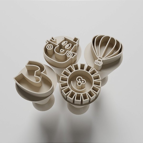 KIT 4 CARIMBOS PARA DOCINHOS/BRIGADEIRO - 3 PALAVRINHAS