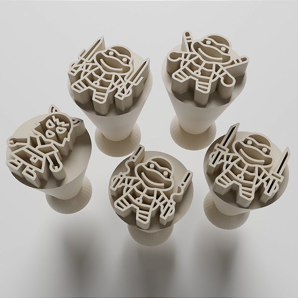 Kit com 05 Carimbos para docinhos/brigadeiro - Tartarugas Ninja
