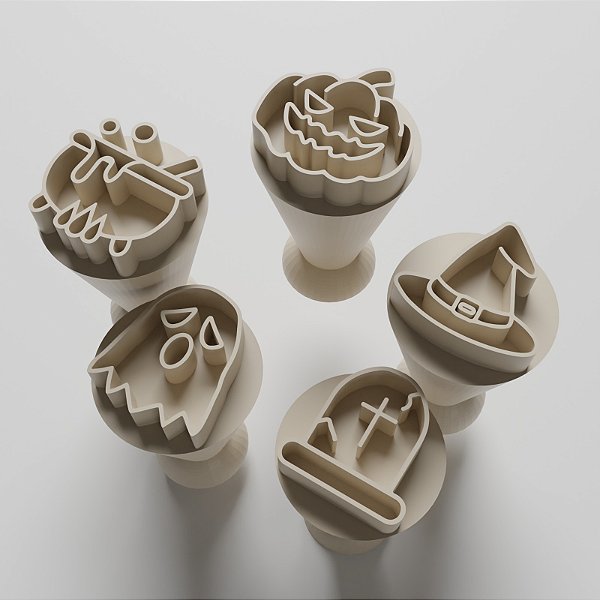 Kit com 05 Carimbos para docinhos/brigadeiro - Halloween