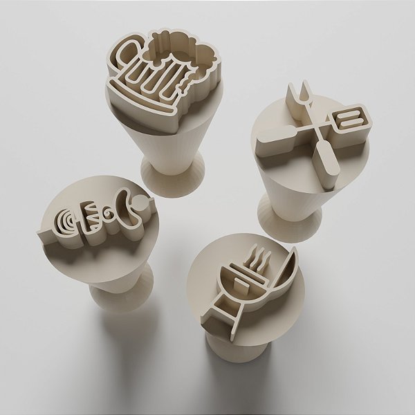 KIT 04 CARIMBOS PARA DOCINHOS/BRIGADEIRO - CHURRASCO