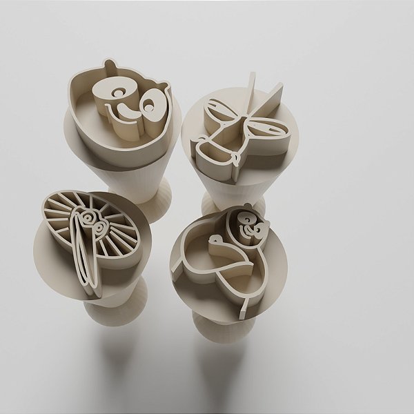 Kit com 04 Carimbos para docinhos/brigadeiro - Kung Fu Panda