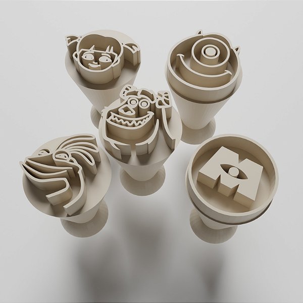 Kit com 05 Carimbos para docinhos/brigadeiro - Monstros S.A