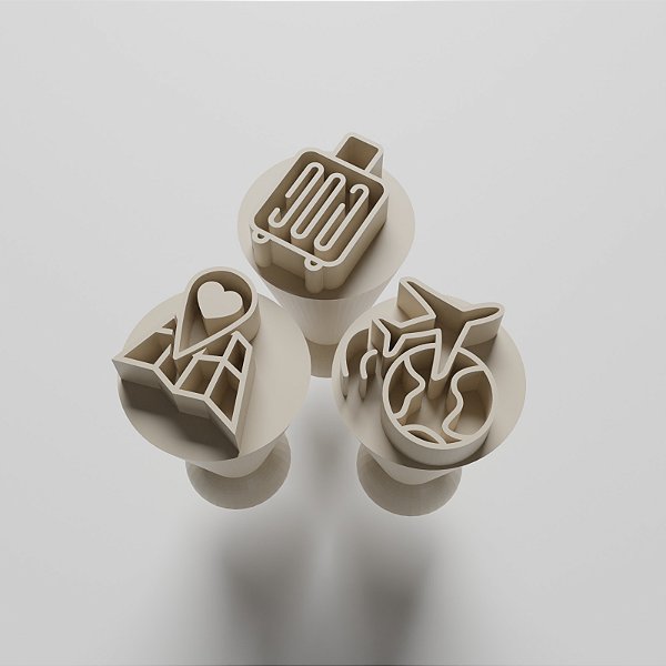 Kit com 03 Carimbos para docinhos/brigadeiro - Viagem