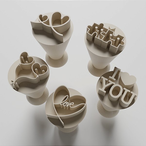 Kit com 05 Carimbos para docinhos/brigadeiro - Dia dos Namorados