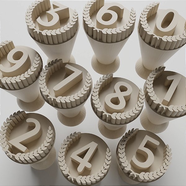 Kit com 10 Carimbos para docinhos/brigadeiro - Números com Ramo