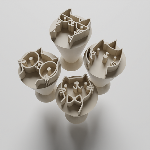 Kit com 04 Carimbos para docinhos/brigadeiro - Gatinhos