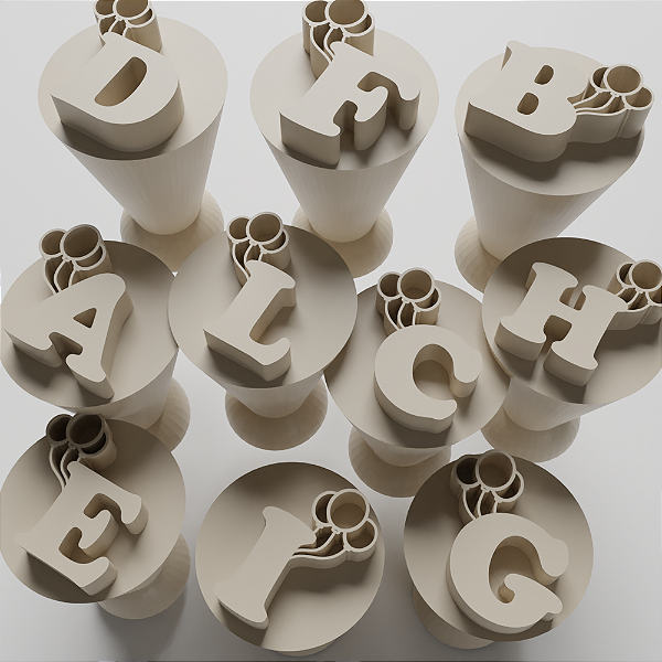 Kit 26 carimbos para docinhos/brigadeiro - Alfabeto com Balão