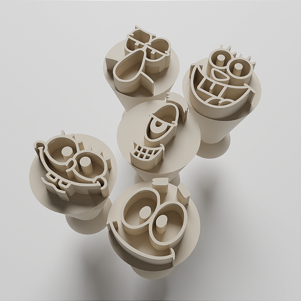 Kit com 05 Carimbos para docinhos/brigadeiro - Expressões dos personagens do Bob Esponja