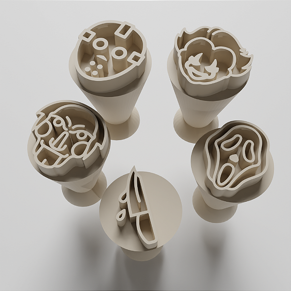 Kit com 05 Carimbos para docinhos/brigadeiro - Filme Terror