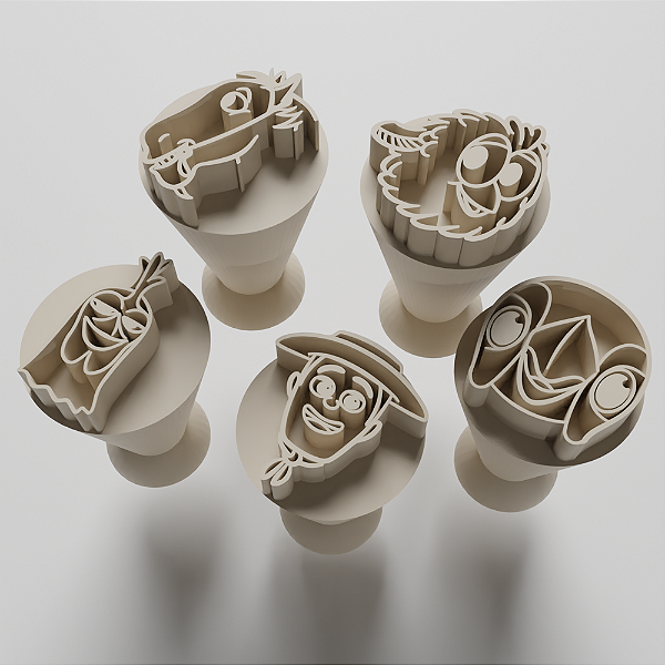 Kit com 05 Carimbos para docinhos/brigadeiro - Fazenda do Zenon