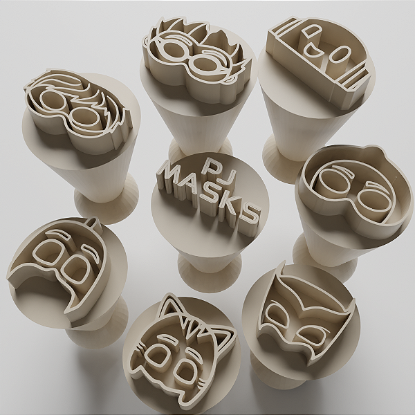 Kit com 08 Carimbos para docinhos/brigadeiro - PJ Mask