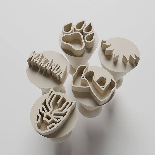 Kit com 05 Carimbos para docinhos/brigadeiro - Pantera Negra