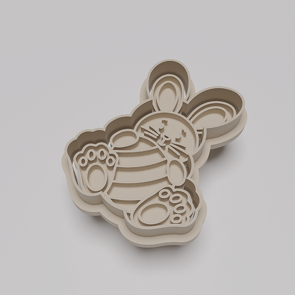 Cortador e Marcador para Biscuit, Bolachas e Pasta Americana - Coelho e Ovo