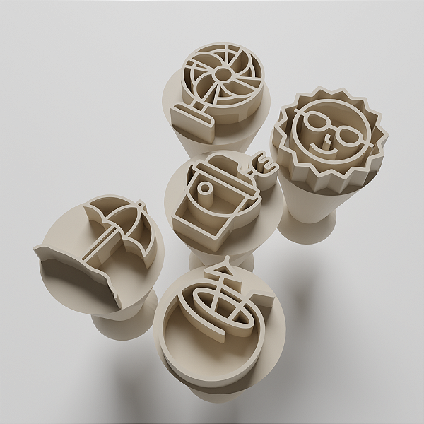 Kit com 05 Carimbos para docinhos/brigadeiros - Verão