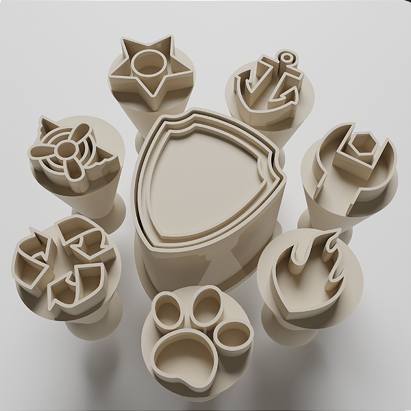 Kit com Ejetor/modelador e Carimbos para docinhos/brigadeiro - Símbolos Patrulha Canina