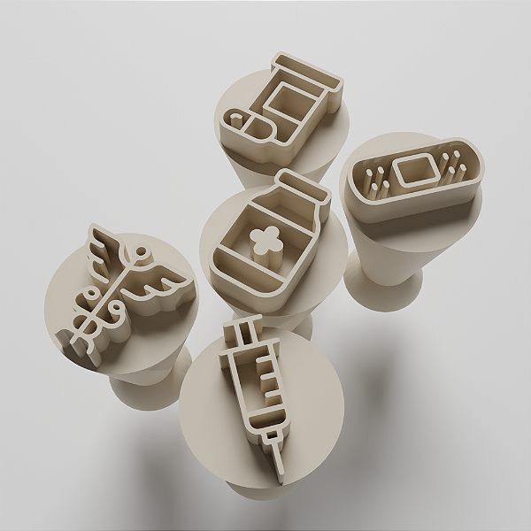 Kit com 05 Carimbos para docinhos/brigadeiro - Farmácia