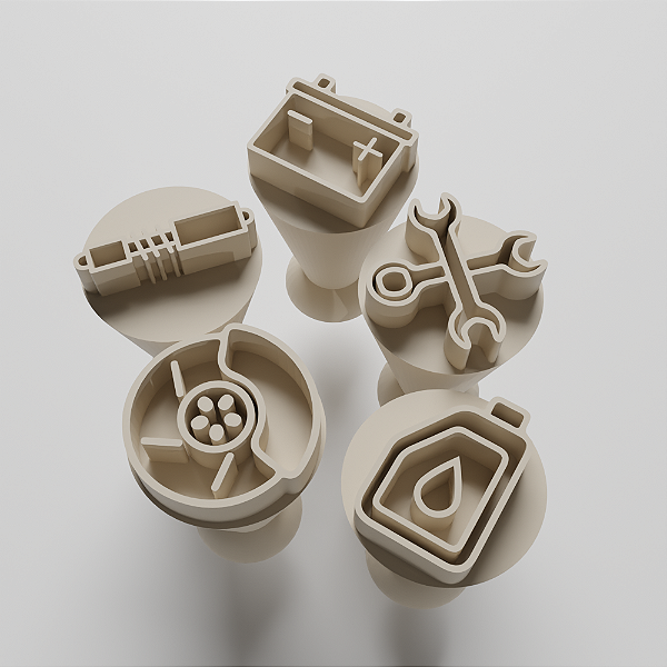 Kit com 05 Carimbos para docinhos/brigadeiro - Mecânico