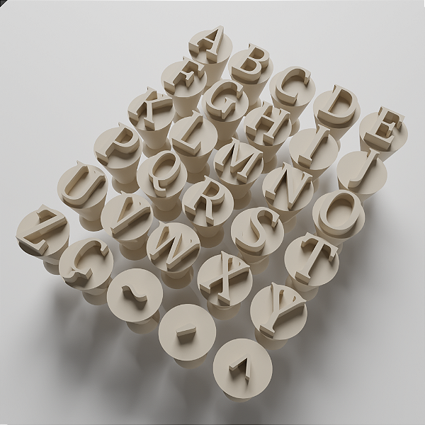 Kit com 30 Carimbos para docinhos/brigadeiro - Alfabeto Serif