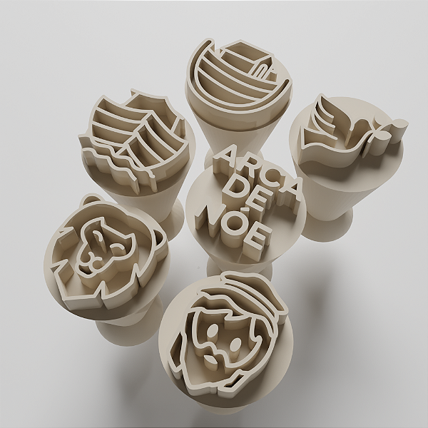 Kit com 06 Carimbos para docinhos/brigadeiros - Arca de Noé