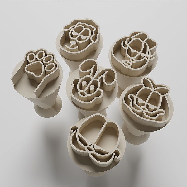 Kit com 06 Carimbos para docinhos/brigadeiro - Garfield