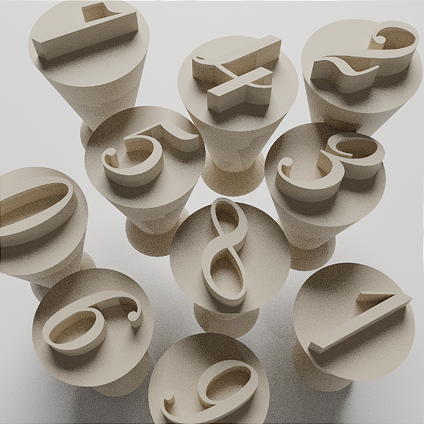 Kit com 10 Carimbos para docinhos/brigadeiro - Números 2