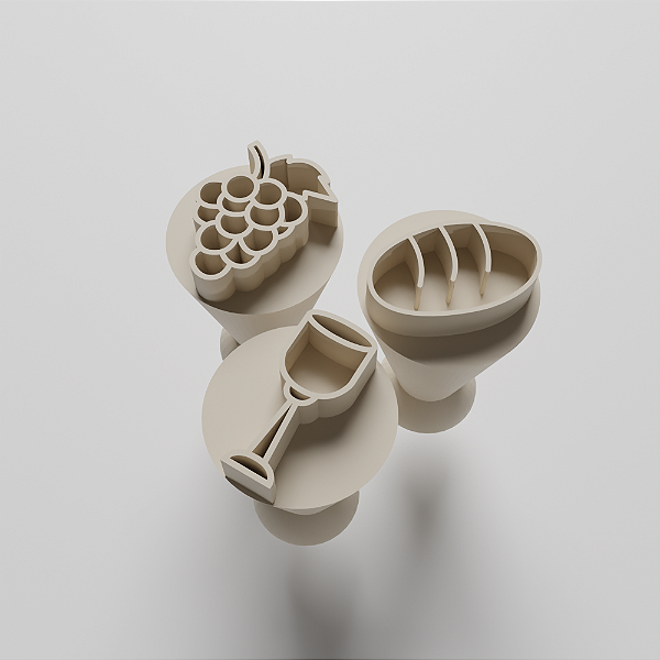 Kit com 03 Carimbos para docinhos/brigadeiro - Pão e Vinho