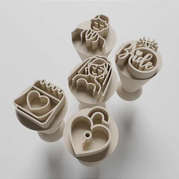 Kit com 05 Carimbos para docinhos/brigadeiro - Despedida/Casamento