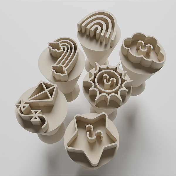 Kit com 06 Carimbos para docinhos/brigadeiro - Sol e Parque