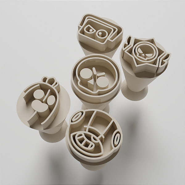 Kit 05 carimbos para brigadeiro, doce, docinhos de ninho - Brawl Stars