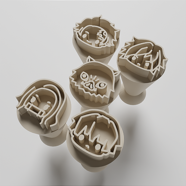 Kit com 5 Carimbos para docinhos/brigadeiro - Demon Slayer