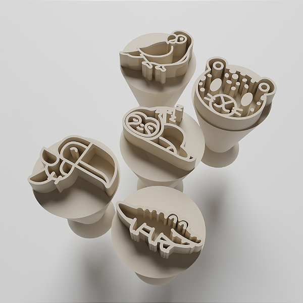 Kit com 5 Carimbos para docinhos/brigadeiro - Animais da Floresta Brasileira