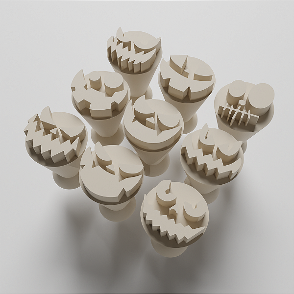 Kit 09 Carimbo para doces/brigadeiro - Expressões Halloween