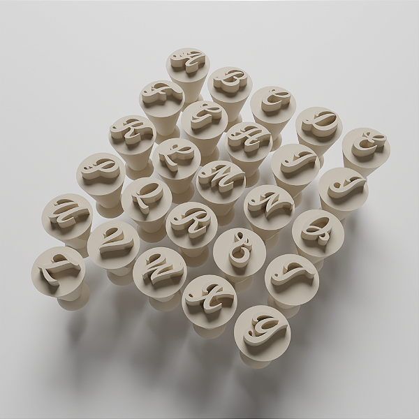 Kit 26 carimbos para docinhos/brigadeiro - Alfabeto Mai