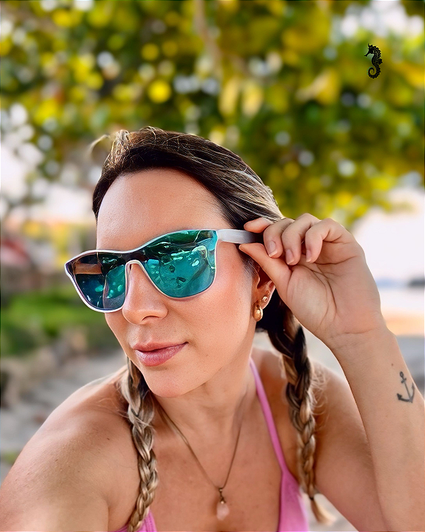 Óculos de sol Running Veloz Transparente Fosco c/ Azul (Unissex)