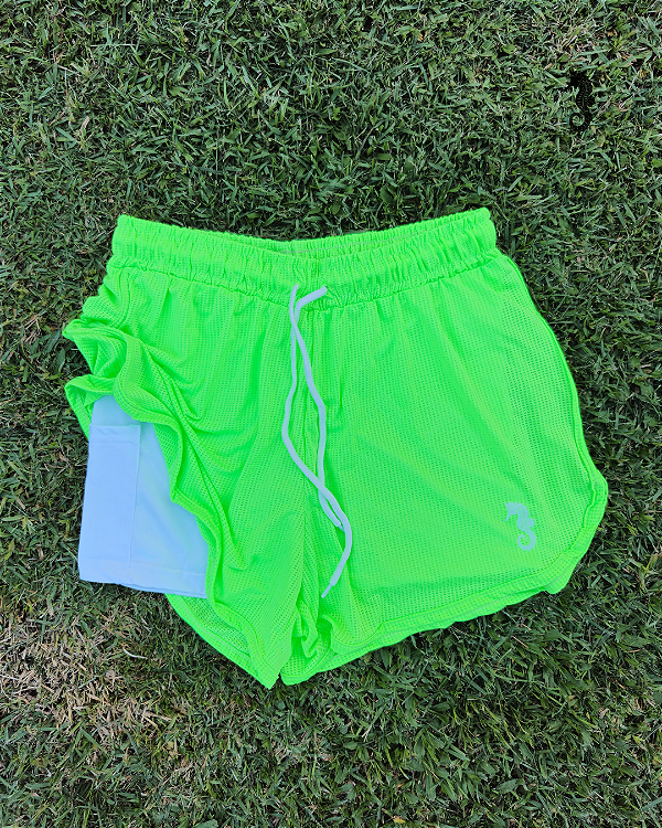 Shorts Fênix 2 em 1 Poliamida + Elastano Amarelo Fosforescente
