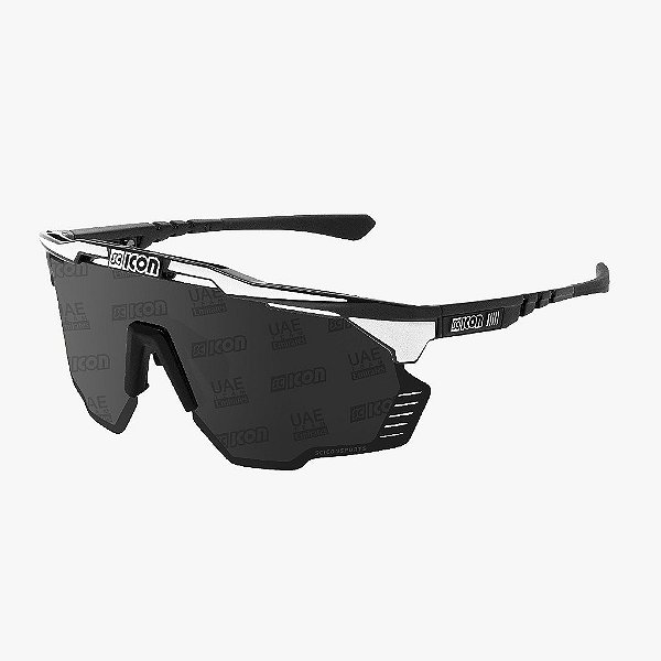 Óculos Scicon Aeroshade Kunken Preto com Branco Lente Monograma Prata Uae