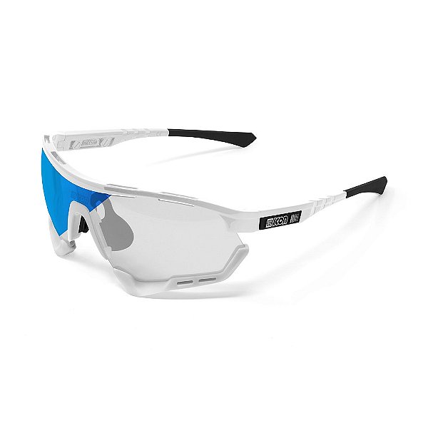 Óculos Scicon Aerotech Branco Lente Azul Fotocromático com Adaptador de Grau