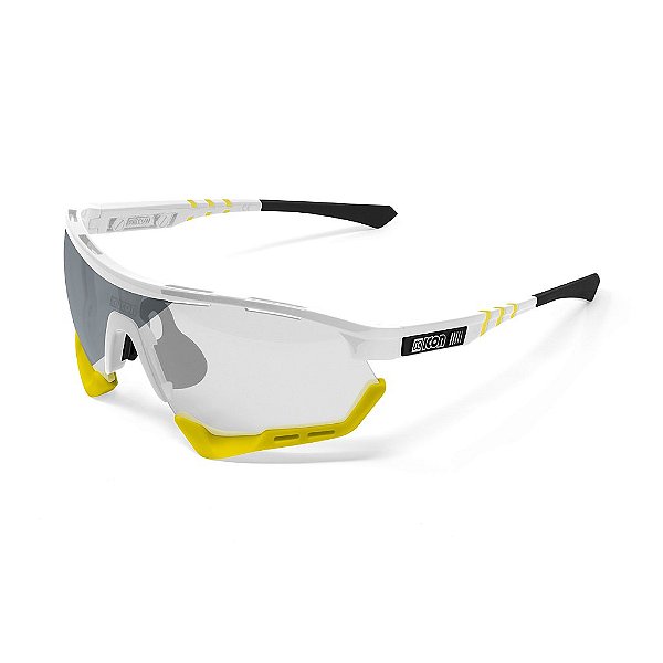 Óculos Scicon Aerotech Branco Lente Prata Fotocromática com Adaptador de Grau